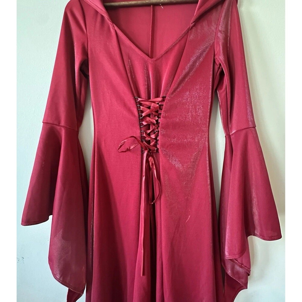 California Costumes Crimson Robe Hooded Dress Gown Medium S Halloween Sorceress - Picture 4 of 12